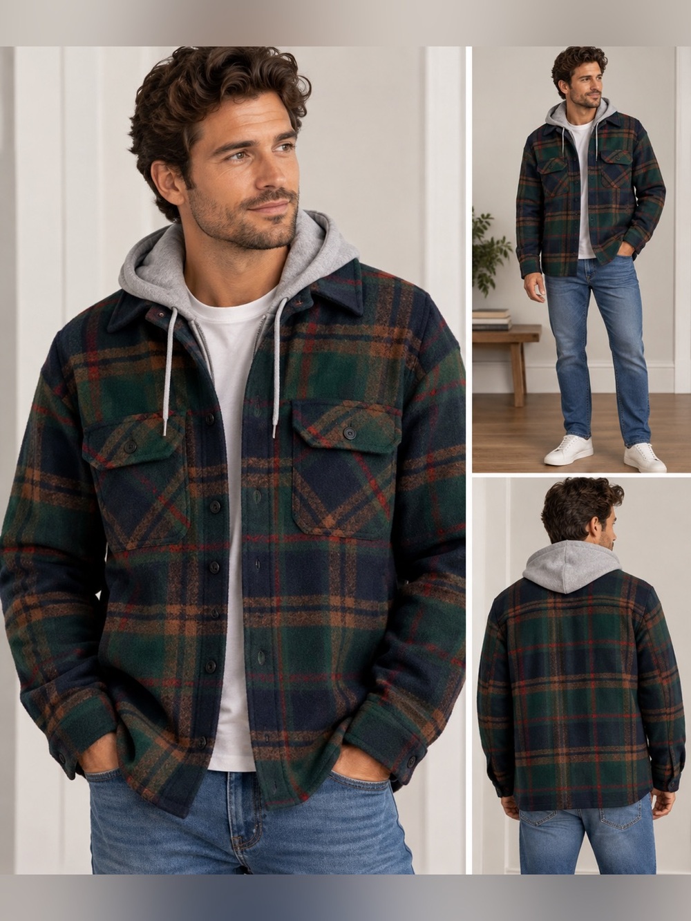 New Blank NYC Plaid Hooded Jacket XL